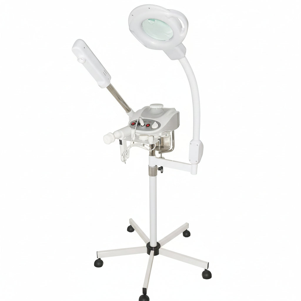 - 3-In-1 Ozone Facial Steamer, Facial Steamer for Esthetician with 5X Diopter Magnifying Lamp, 5-Piece Brush Set, Silent Timer & Aromatherapy, Facial Steamer Professional